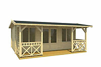 Staffordshire 2-Log Cabin, Wooden Garden Room, Timber Summerhouse, Home Office - L600 x W580 x H244.8 cm
