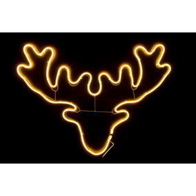 Stag Head Neon Effect Rope Light Silhouette Double Side 90 Warm White LEDs Christmas Outdoor