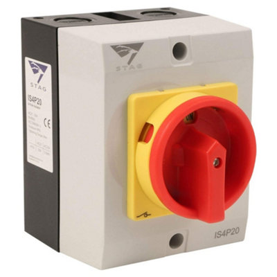 Stag IS4P20 Enclosed Rotary Isolator Switch IP65 4 Pole - 20 Amp | DIY ...