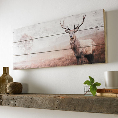 Stag painting store on wood