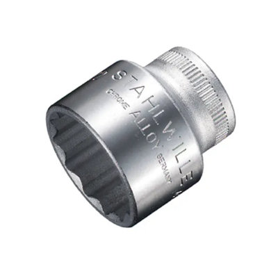 Stahlwille 45A-3/8 Steel Bi-Hexagon Socket – 3/8" Drive, 12-Point, 3/8" Diameter, 27mm Length, 13.7mm Width – Chrome Plated