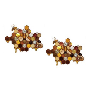 Stained Glass Effect Bee Honeycomb Hanging Decoration