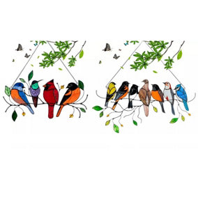 Stained Glass Effect Birds Hanging Garden Decorations