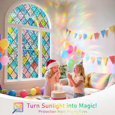 Stained Glass Window Film 3D Rainbow Window Film Privacy self Adhesive ...