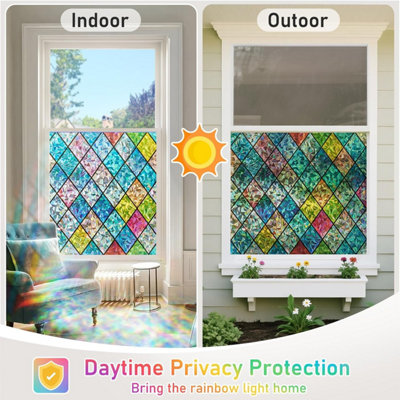 Stained Glass Window Film 3D Rainbow Window Film Privacy self Adhesive ...