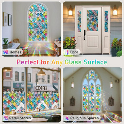 Stained Glass Window Film 3D Rainbow Window Film Privacy self Adhesive ...