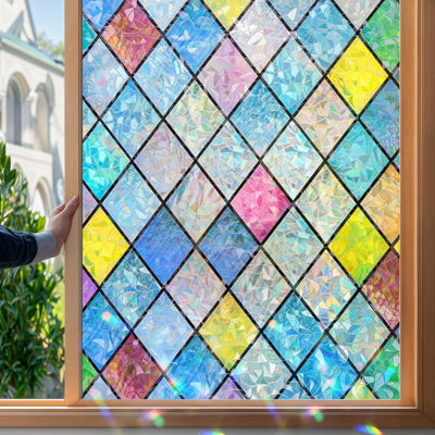 Stained Glass Window Film Privacy Film Glass Windows Diamond Pattern ...