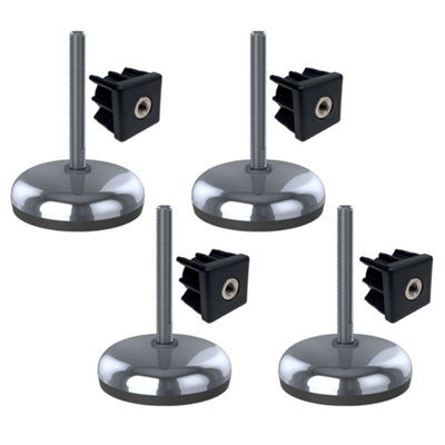 Stainless foot 12x100x105mm, base has rubber pad + inserts 40x40x1.2mm ...