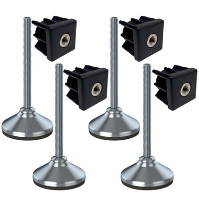 Stainless foot 12x150x80mm, base has rubber pad + inserts 30x30x1.2mm ...