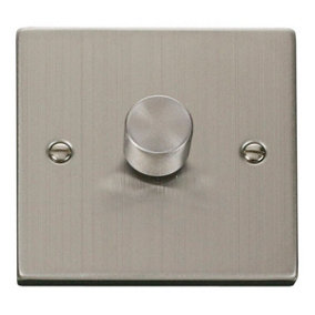 Stainless Steel 1 Gang 2 Way LED 100W Trailing Edge Dimmer Light Switch - SE Home