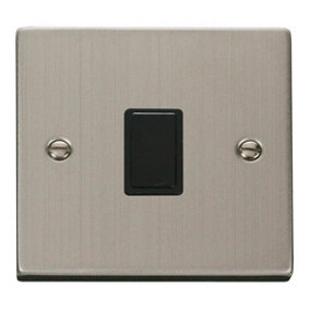 Stainless Steel 1 Gang 20A DP Switch - Black Trim - SE Home