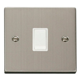 Stainless Steel 1 Gang 20A DP Switch - White Trim - SE Home