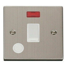 Stainless Steel 1 Gang 20A DP Switch With Flex With Neon - White Trim - SE Home