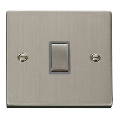 Stainless Steel 1 Gang 20A Ingot DP Switch - Grey Trim - SE Home