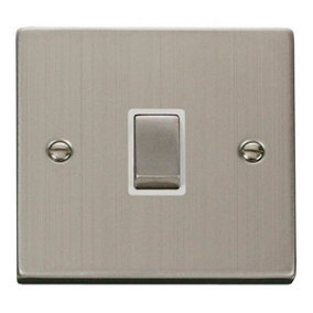 Stainless Steel 1 Gang 20A Ingot DP Switch - White Trim - SE Home