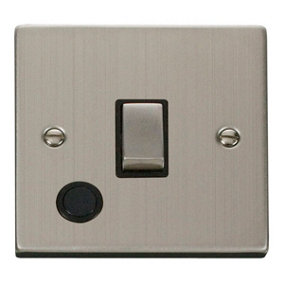 Stainless Steel 1 Gang 20A Ingot DP Switch With Flex - Black Trim - SE Home