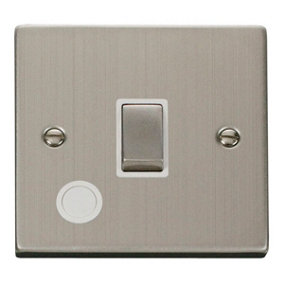 Stainless Steel 1 Gang 20A Ingot DP Switch With Flex - White Trim - SE Home