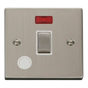 Stainless Steel 1 Gang 20A Ingot DP Switch With Flex With Neon - White Trim - SE Home