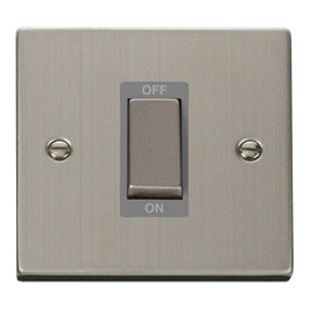 Stainless Steel 1 Gang Ingot Size 45A Switch - Grey Trim - SE Home