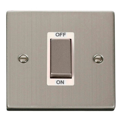 Stainless Steel 1 Gang Ingot Size 45A Switch - White Trim - SE Home