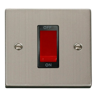 Stainless Steel 1 Gang Size 45A Switch - Black Trim - SE Home