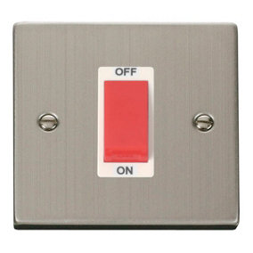 Stainless Steel 1 Gang Size 45A Switch - White Trim - SE Home