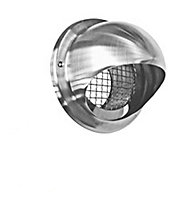 Stainless Steel 100mm (4") Bull Nose Vent. Low resistance with internal mesh.