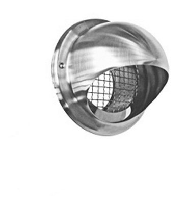Stainless Steel 100mm (4") Bull Nose Vent. Low resistance with internal mesh.