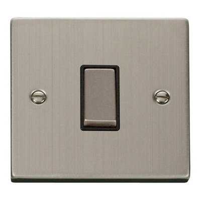 Stainless Steel 10A 1 Gang 2 Way Ingot Light Switch - Black Trim - SE Home