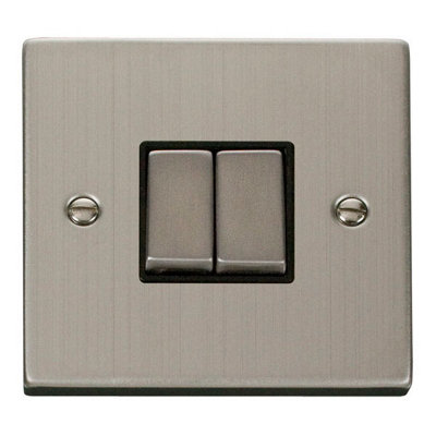 Stainless Steel 10A 2 Gang 2 Way Ingot Light Switch - Black Trim - SE Home Price Comparisons | Compare The Build
