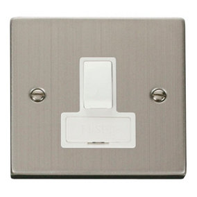 Stainless Steel 13A Fused Connection Unit Switched - White Trim - SE Home