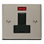Stainless Steel 13A Fused Connection Unit Switched With Neon - Black Trim - SE Home