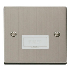 Stainless Steel 13A Fused Connection Unit - White Trim - SE Home