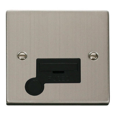 Stainless Steel 13A Fused Connection Unit With Flex - Black Trim - SE Home