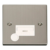 Stainless Steel 13A Fused Connection Unit With Flex - White Trim - SE Home