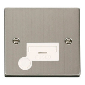 Stainless Steel 13A Fused Connection Unit With Flex - White Trim - SE Home