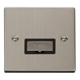 Stainless Steel 13A Fused Ingot Connection Unit - Black Trim - SE Home