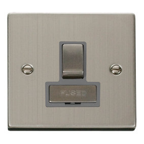 Stainless Steel 13A Fused Ingot Connection Unit Switched - Grey Trim - SE Home