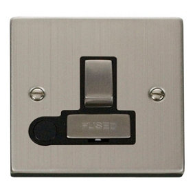 Stainless Steel 13A Fused Ingot Connection Unit Switched With Flex - Black Trim - SE Home