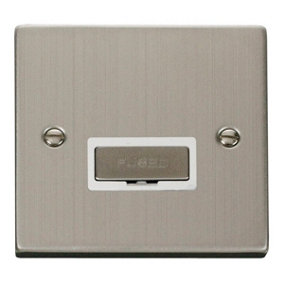 Stainless Steel 13A Fused Ingot Connection Unit - White Trim - SE Home