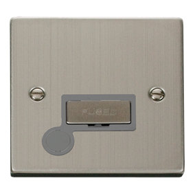 Stainless Steel 13A Fused Ingot Connection Unit With Flex - Grey Trim - SE Home