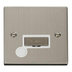 Stainless Steel 13A Fused Ingot Connection Unit With Flex - White Trim - SE Home