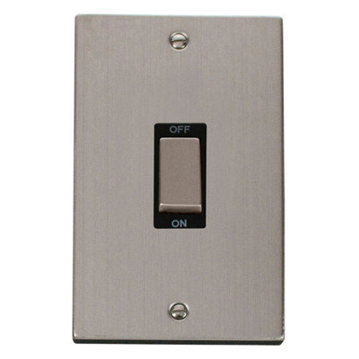 Stainless Steel 2 Gang Ingot Size 45A Switch - Black Trim - SE Home