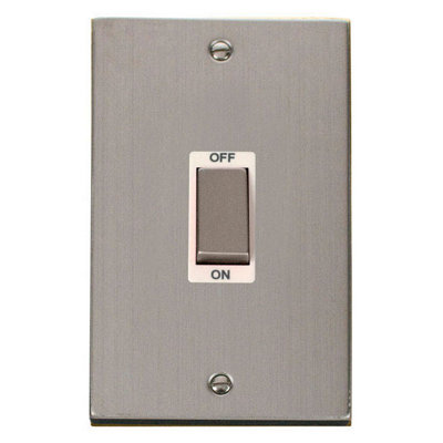 Stainless Steel 2 Gang Ingot Size 45A Switch - White Trim - SE Home