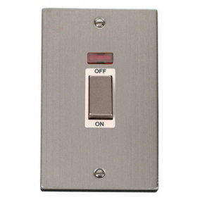 Stainless Steel 2 Gang Ingot Size 45A Switch With Neon - White Trim - SE Home