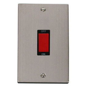 Stainless Steel 2 Gang Size 45A Switch - Black Trim - SE Home