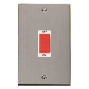 Stainless Steel 2 Gang Size 45A Switch - White Trim - SE Home