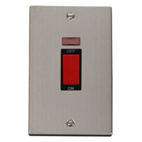 Stainless Steel 2 Gang Size 45A Switch With Neon - Black Trim - SE Home