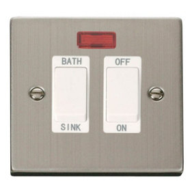 Stainless Steel 20A DP Sink/bath Switch - White Trim - SE Home