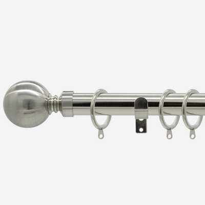 Stainless Steel 28mm Ball Fixed Length Metal Curtain Pole  270cm